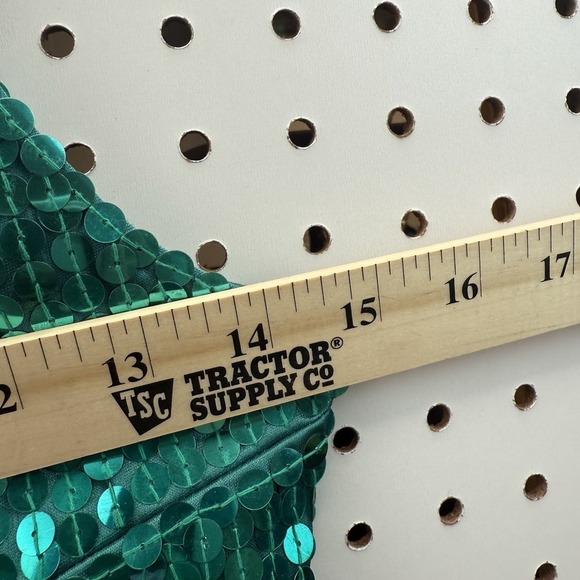 VTG Daval Designs Green Hand Beaded Sequin Dress SZ Large Knee Length - Picture 6 of 8